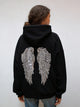 Women's hooded sweatshirt with sequin wing detailing on the back