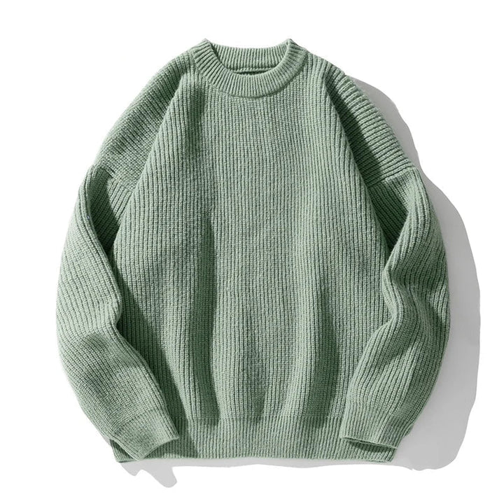 Ribbed crew neck sweater with long sleeves and ribbed trims