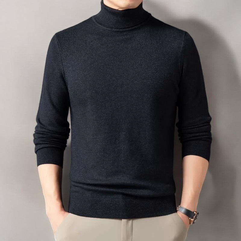 Women's plain turtleneck sweater with long sleeves