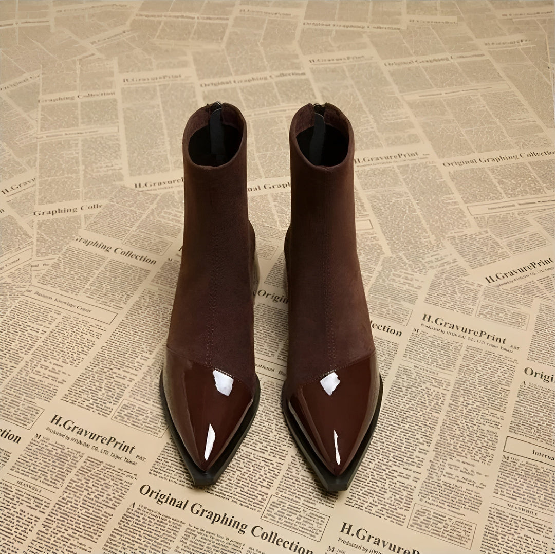 Women's pointed toe block heel ankle boots