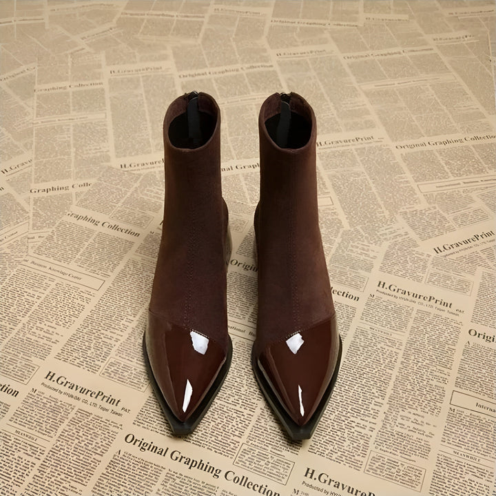Women's pointed toe block heel ankle boots