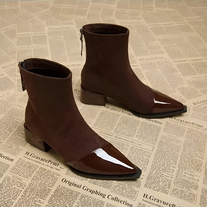 Women's pointed toe block heel ankle boots