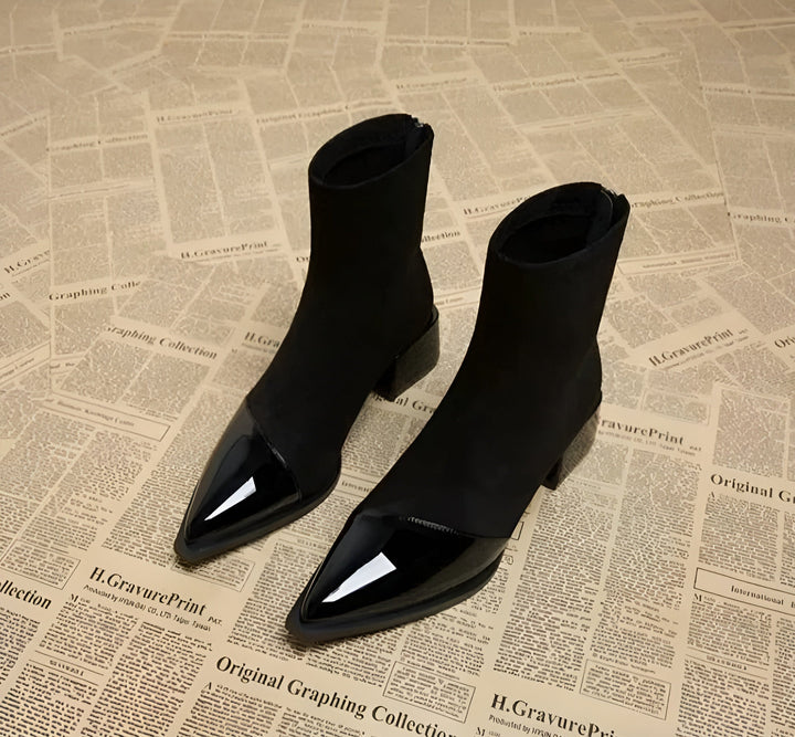 Women's pointed toe block heel ankle boots