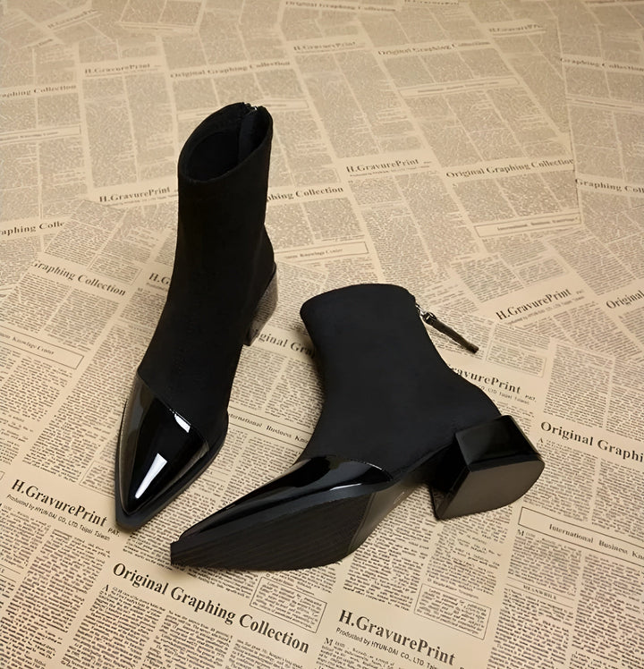 Women's pointed toe block heel ankle boots