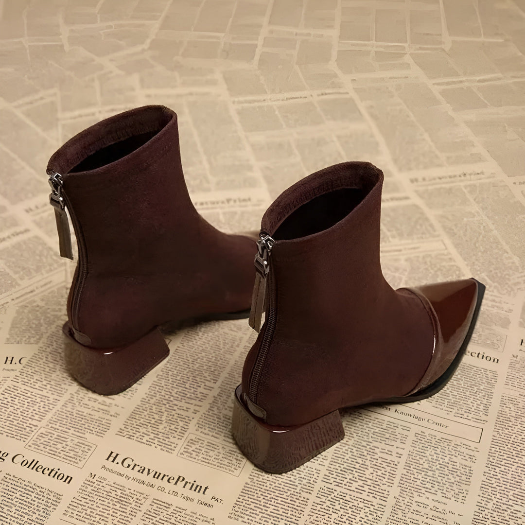 Women's pointed toe block heel ankle boots
