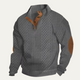 Men's textured jumper with mock neck and elbow patches