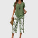 Women's 2-Piece Set - Leaf Print, Relaxed Fit, Casual Summer Co-Ord