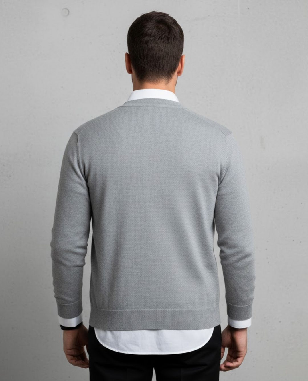 Men's V-neck button cardigan with long sleeves