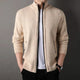 Men's textured knit jacket with mock neck, zip front and side pockets