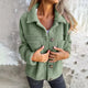 Women's textured fleece shacket with collar and button front