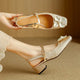Women's Floral Slingback Pumps Square Toe Block Heel Shoes