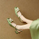 Women's Floral Mary Jane Pumps Block Heel Jacquard Strap