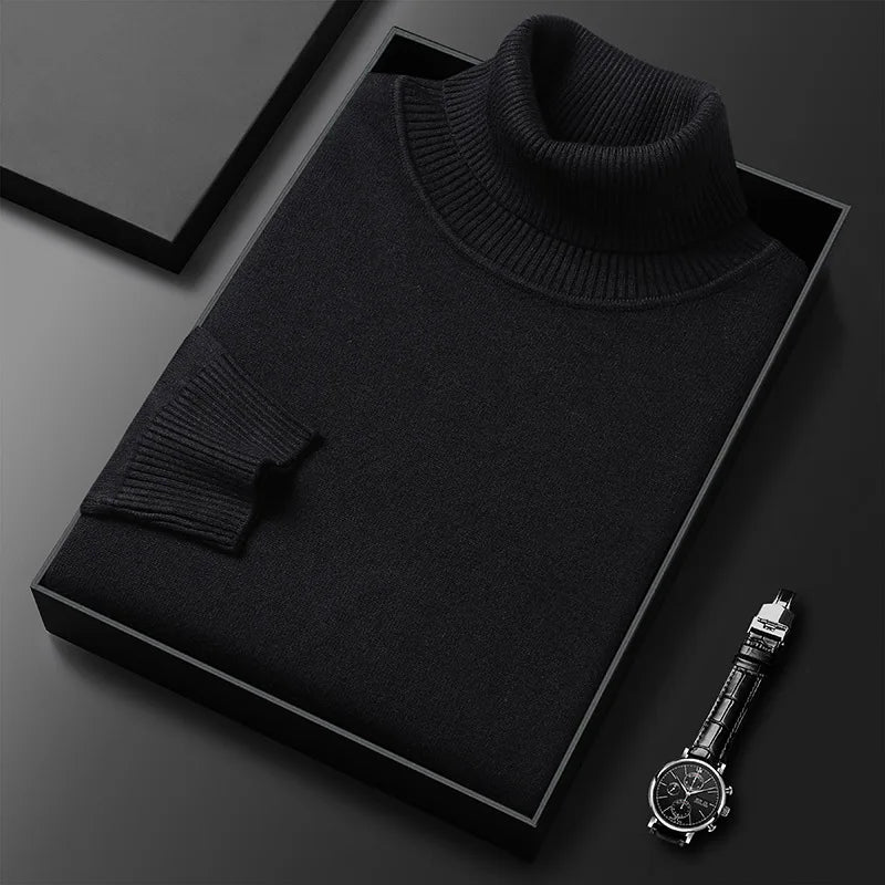Women's plain turtleneck sweater with long sleeves