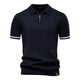 Men's short-sleeve polo shirt with half-zip collar and panel detail