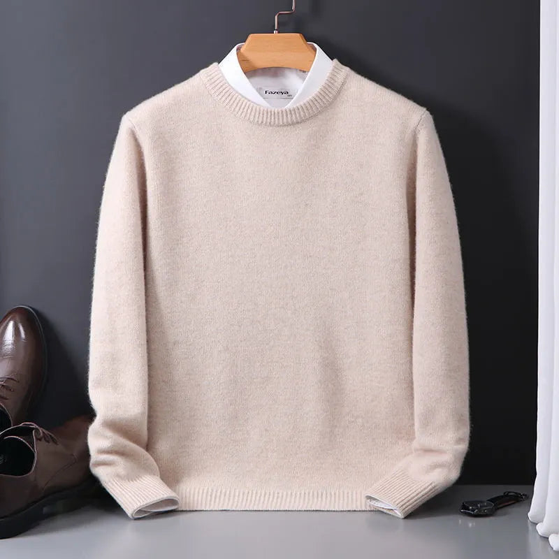 Men's plain crew neck jumper with long sleeves