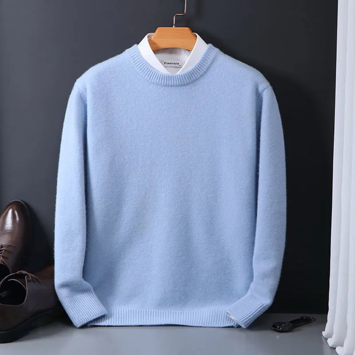 Men's plain crew neck jumper with long sleeves and ribbed trims