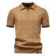 Men's short-sleeve polo shirt with half-zip collar and panel detail