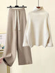 Women's ribbed jumper and wide-leg drawstring trousers set
