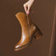 Women's ankle boots with side zippers and low block heels