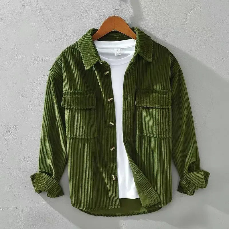 Men's corduroy shirt with long sleeves and two chest pockets