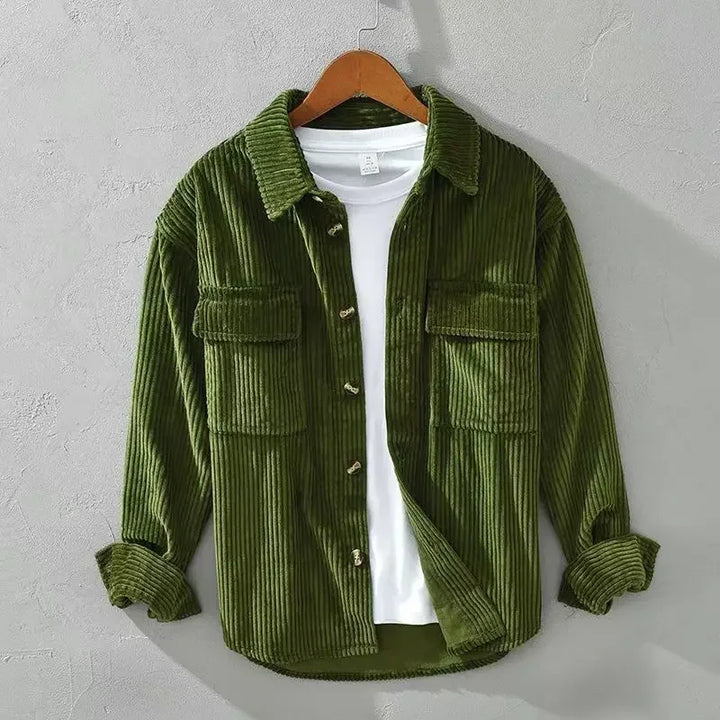 Men's corduroy shirt with long sleeves and two chest pockets