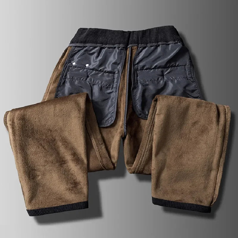 Men's straight leg ribbed trousers with side pockets