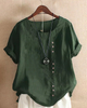 Women's Casual Tunic Top - Button Front, Round Neck, Short Sleeve, S-5XL
