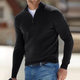 Men's plain quarter zip jumper with mock neck and long sleeves