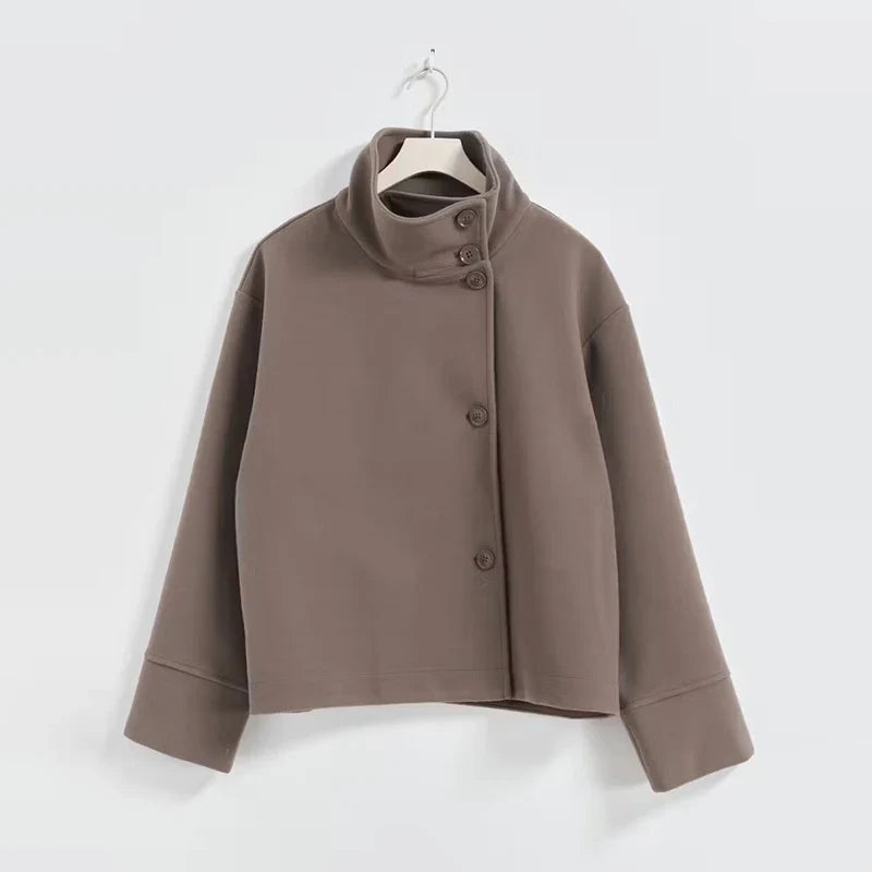 Women's double-breasted stand collar pea coat