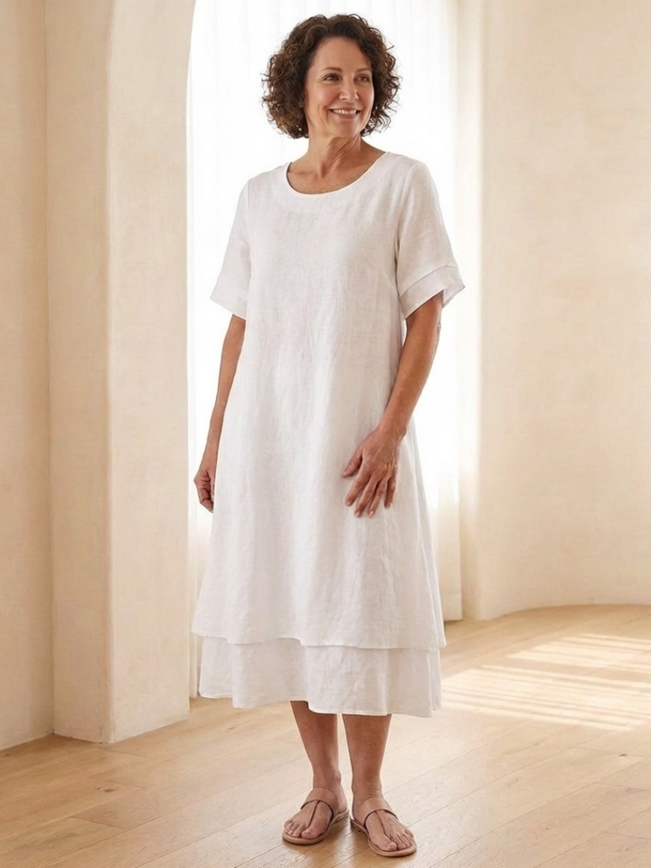 Cressida | Layered Short Sleeve Midi Dress for Women - Image 1