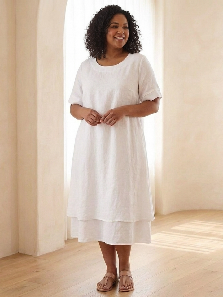 Cressida | Layered Short Sleeve Midi Dress for Women - Image 3