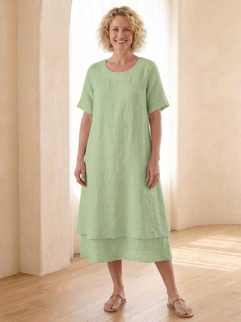 Cressida | Layered Short Sleeve Midi Dress for Women - Image 4