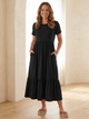 Nerissa | Round Neck Short Sleeve Tiered Midi Dress for Women - Image 1