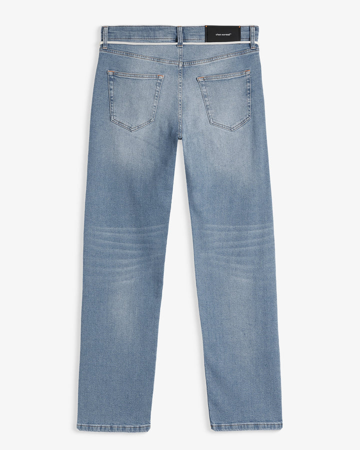 Men's light blue classic straight-leg jeans with five pockets