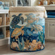 Quilted cylindrical laundry basket with sea turtle ocean design