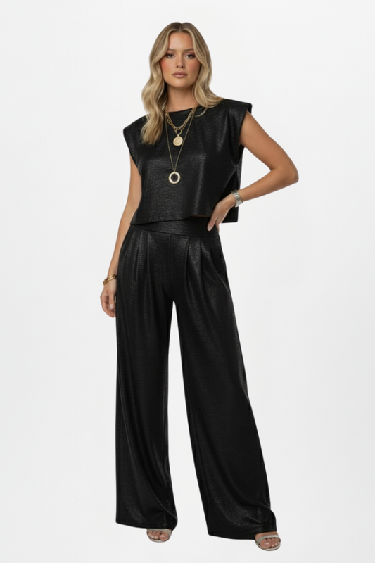 Two-Piece Set with Cropped Top and Wide-Leg Pants - Image 7