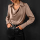 Tessa | Women’s Modern Long Sleeve Satin  Blouse - Image 3