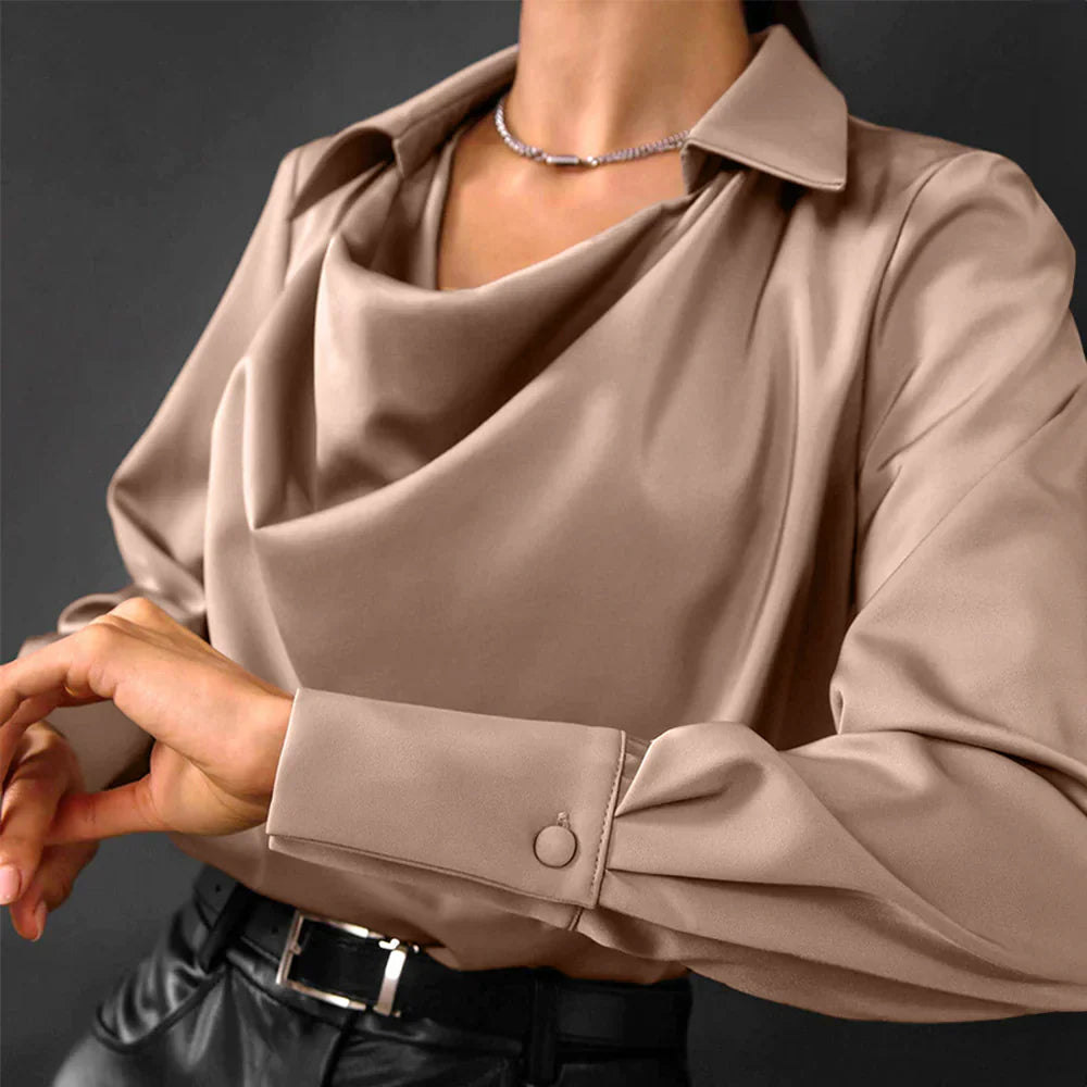 Tessa | Women’s Modern Long Sleeve Satin  Blouse - Image 4