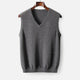 Men's plain sleeveless V-neck sweater vest with ribbed trims