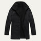 Men's mid-thigh coat with wide textured collar and button front