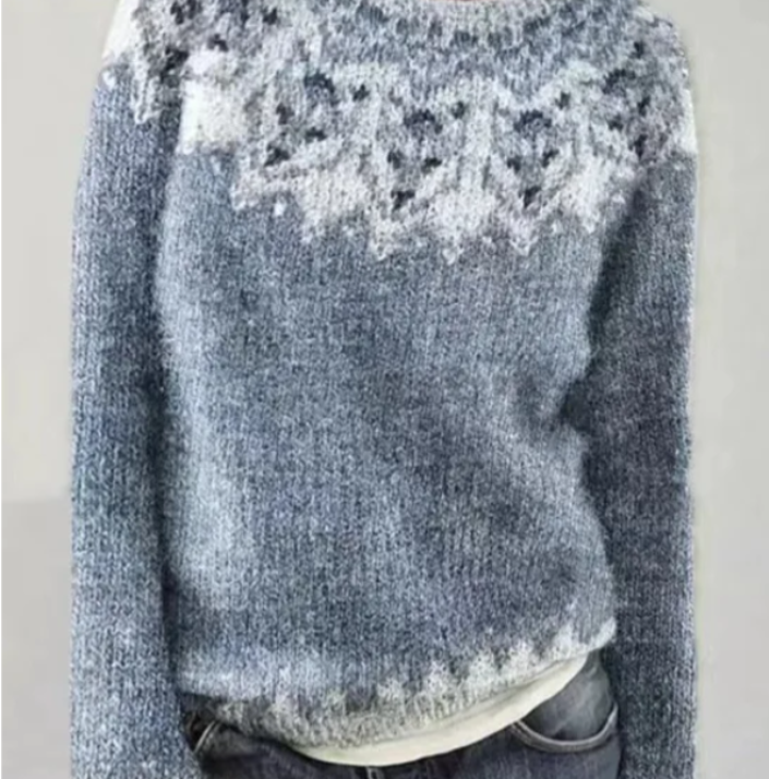 Women's multicoloured patterned boat neck jumper with long sleeves