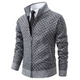 Men's textured diamond zip sweater with stand collar