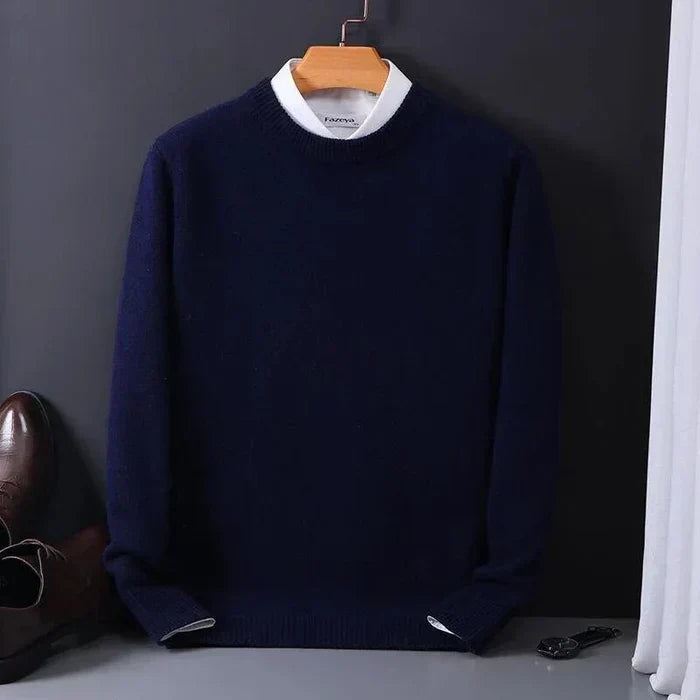 Men's crew neck jumper with contrasting collar and long sleeves