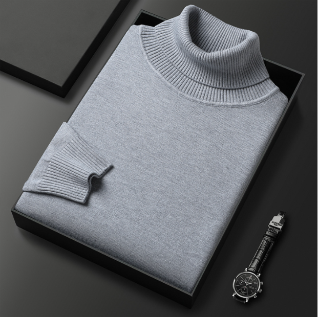Ribbed turtleneck jumper with long sleeves and high collar