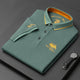 Men's short-sleeve polo shirt with contrast trim and embroidered chest detail