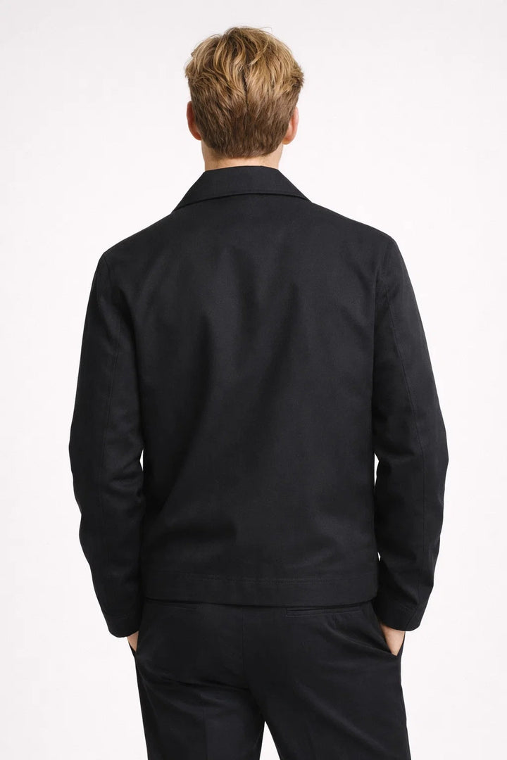Men's collared jacket with zip front and checked lining