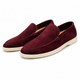 Como suede slip-on loafer in burgundy and beige with cream sole