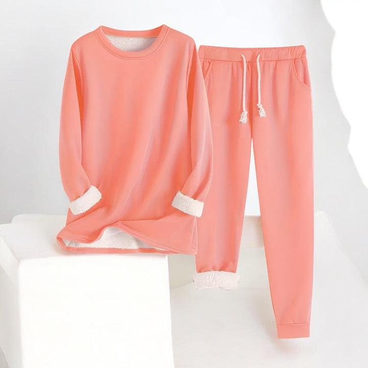 Unisex fleece-style lounge set with crew-neck top and jogger trousers