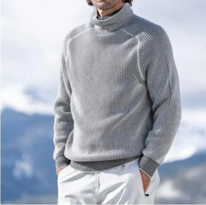 Men's ribbed turtleneck jumper with long sleeves