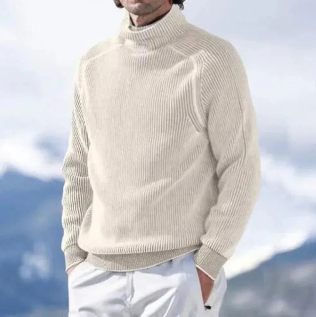 Men's ribbed turtleneck jumper with long sleeves